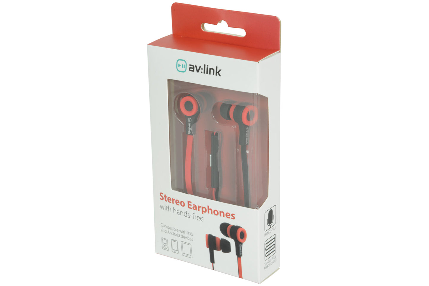 Avlink Rubber Earphones w/Mic Red & Black