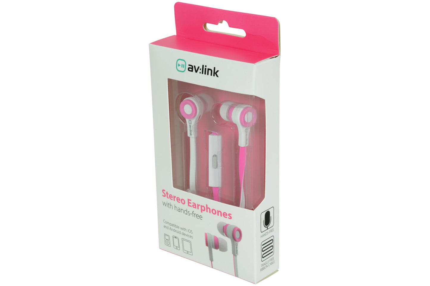 Avlink Rubber Earphones w/Mic Pink & White