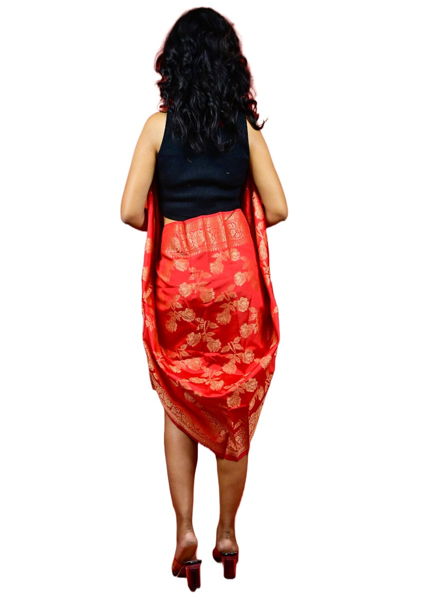 Fartila 081638 Red Cotton Silk Banarasi Dupatta
