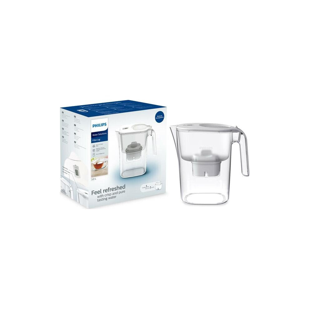 Philips AWP2936WH-10 Micro X-Clean Fast Flow Water Filter Pitcher/Jug - Digital Timer - White