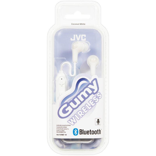 JVC HAFX9BT White Gumy Elastomer Wireless Bluetooth In Ear Headphones