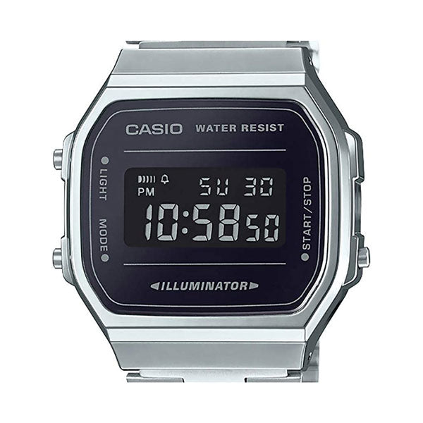 Casio A168WEM-1EF Classic Digital Watch - Silver with Black Case