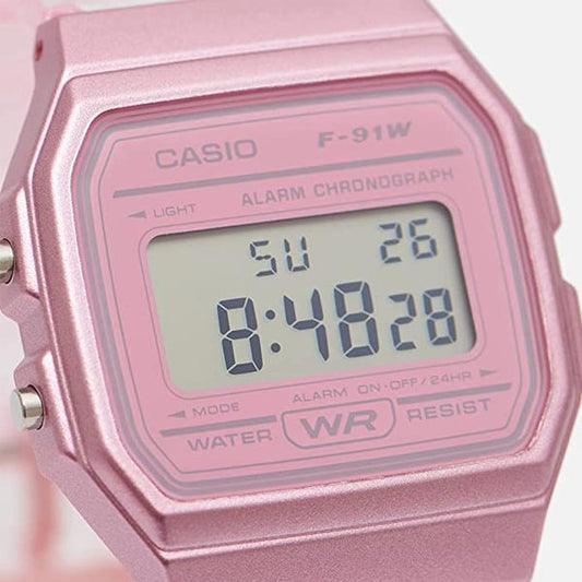 Casio F-91WS-4EF Classic Digital Watch Pink Skeleton Resin Band