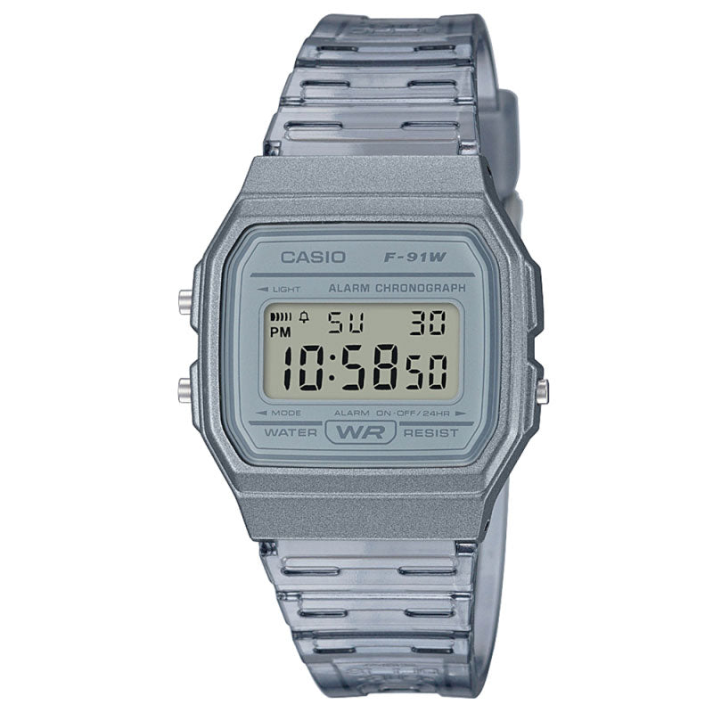 Casio F-91WS-8EF Classic Digital Watch Grey Skeleton Resin Band