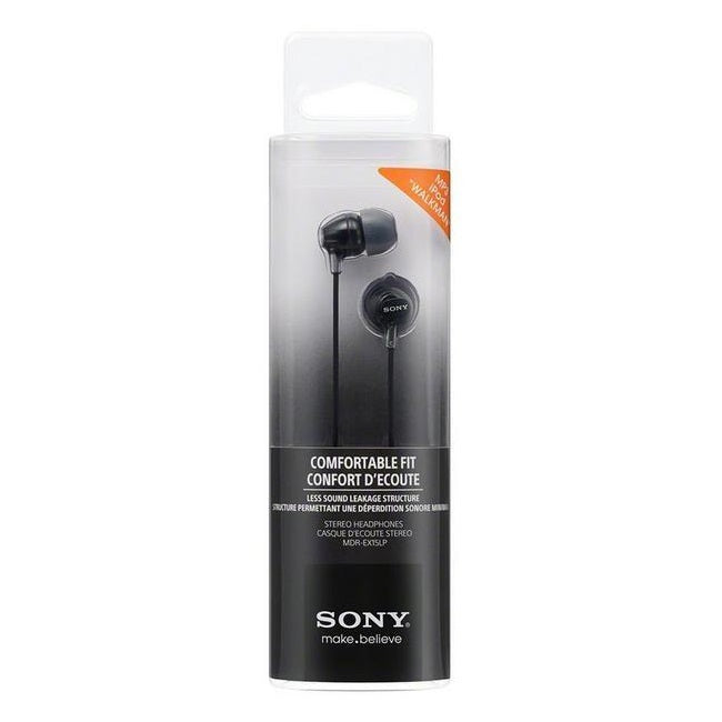 SONY MDR-EX15 BLACK In-Ear Stereo Headphones w/Powerful Bass Original /Brand New