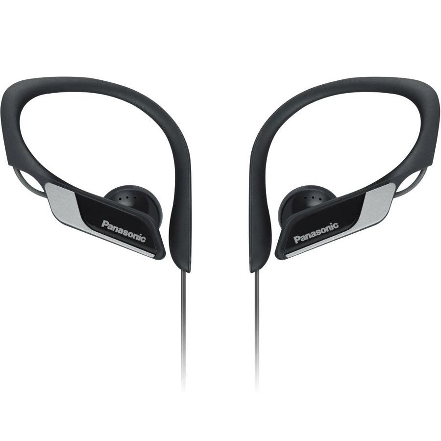 Panasonic RP-HS34 BLACK Water Resistant Sport Headphones Adjustable Ear Clip NEW
