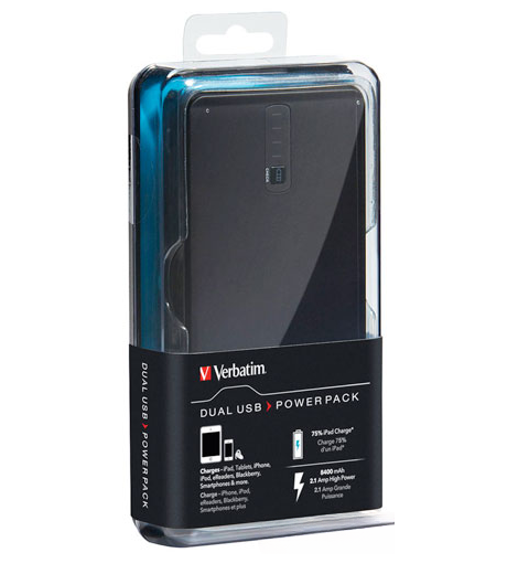 Verbatim Dual USB Portable Power Pack - 8400mAh - 97935