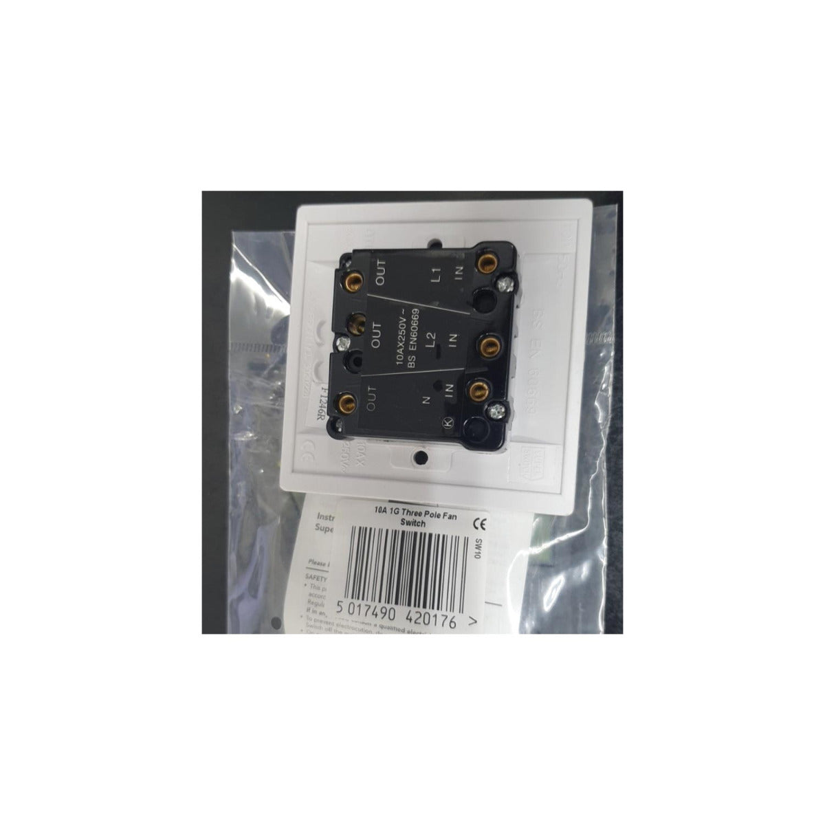 Superswitch SW10 10A 1G Three Pole Fan Switch Pack of 5