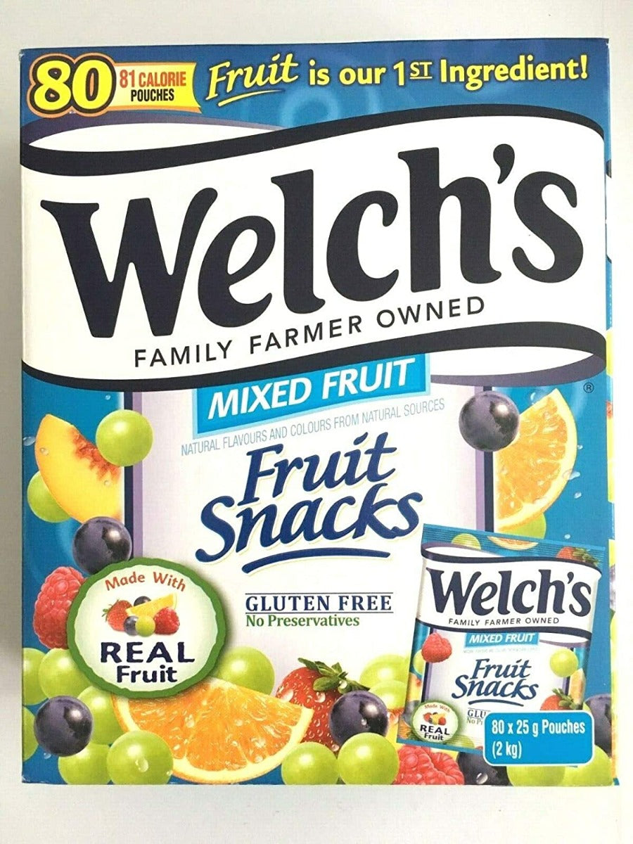 Welch's Mixed Fruit Snacks 80 X 25G Pouches product pack