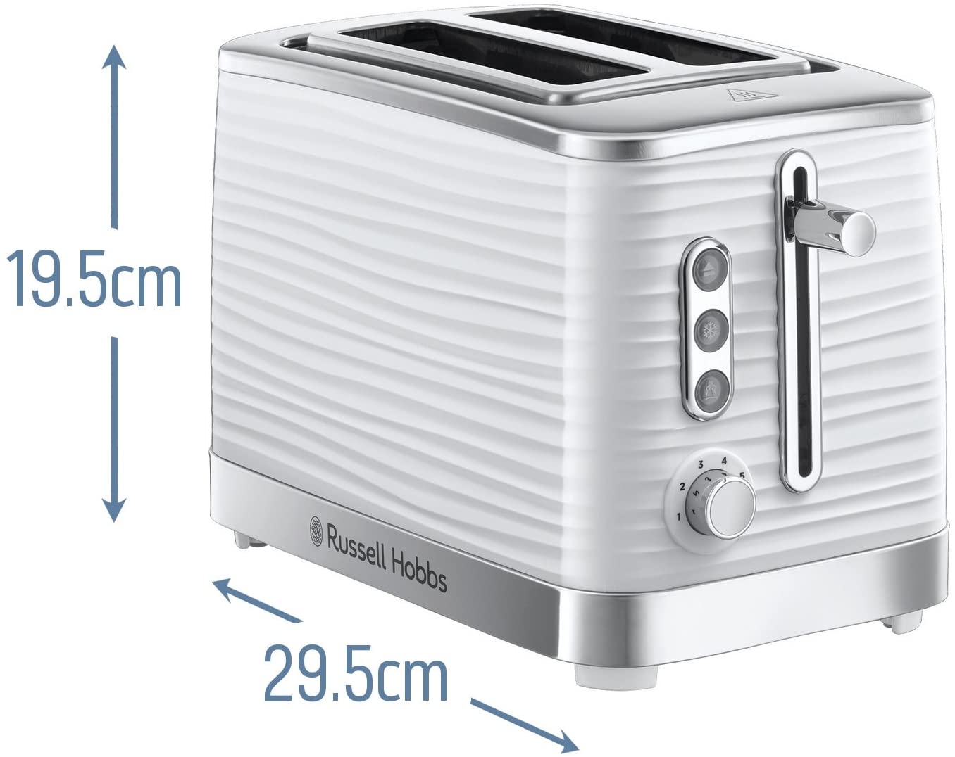 Russell Hobbs 24370 Inspire High Gloss Plastic Two Slice Toaster, White