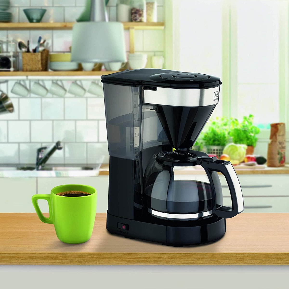 Melitta Filter Coffee Machine with Glass Jug, Easy Top II Model | Black/Brushed Steel | 6762889