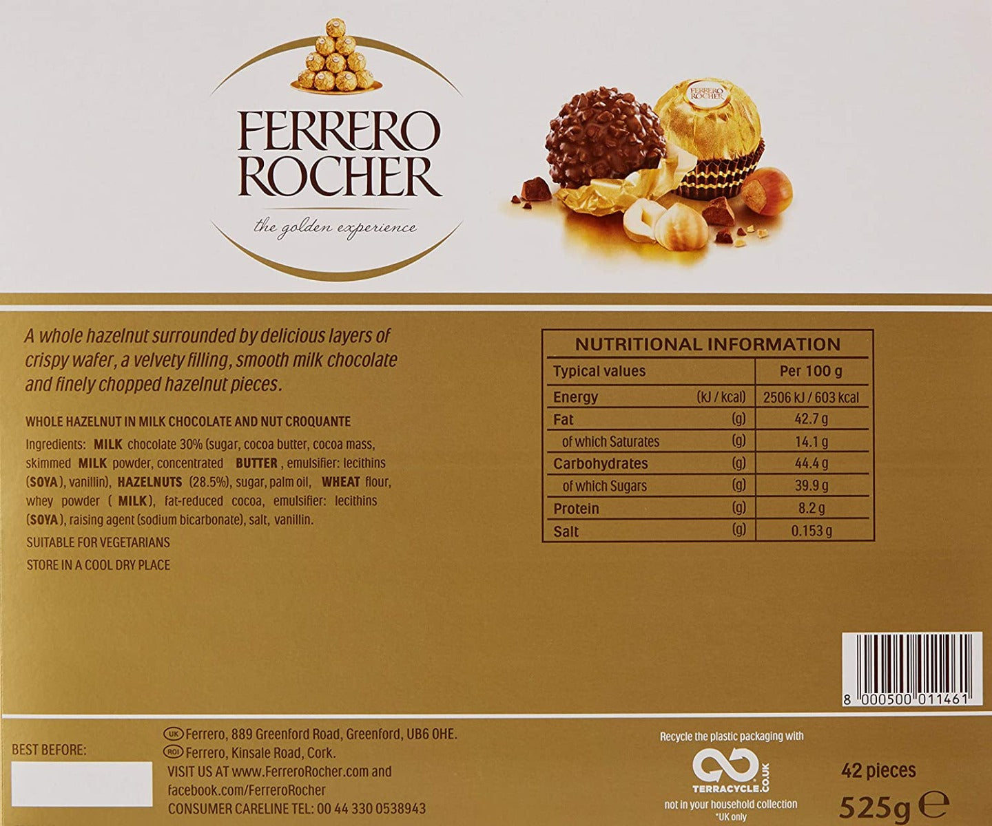 Ferrero Rocher Chocolate Hamper Gifts Box, 525g, 42 Chocolates