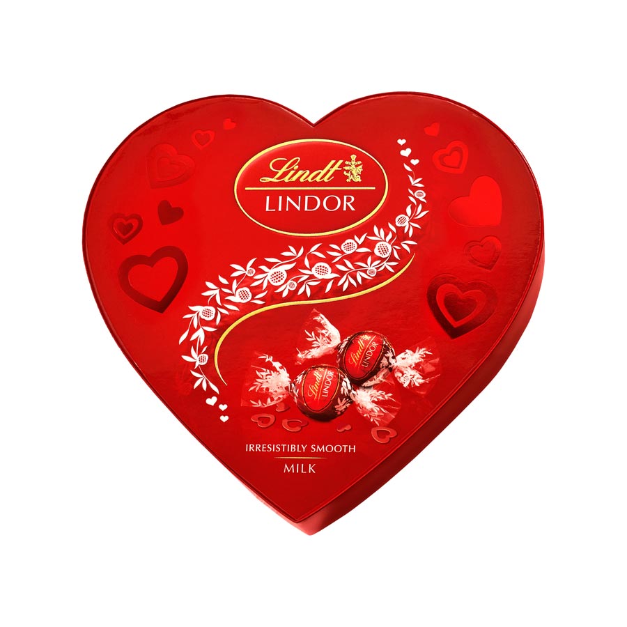 Lindt Lindor Milk Chocolate Heart Box 200g product pack