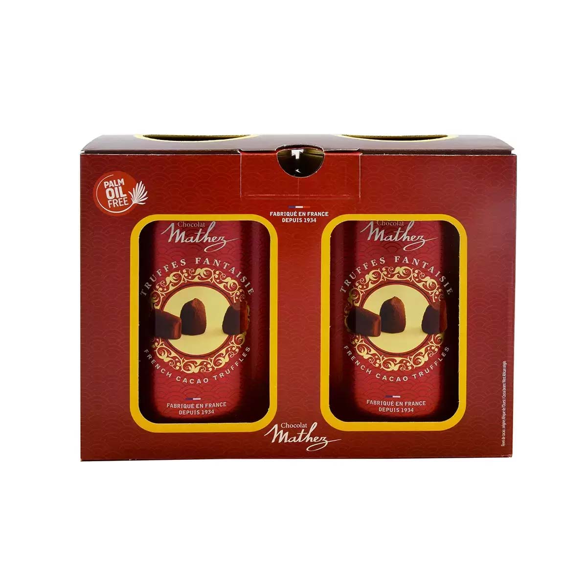 Mathez Cocoa Dusted French Truffles 2 x 500g Tin product pack
