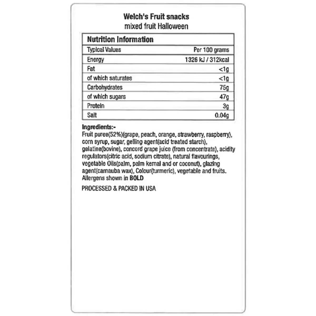 Welch's Mixed Fruit Snacks 160 x 14g Pouches