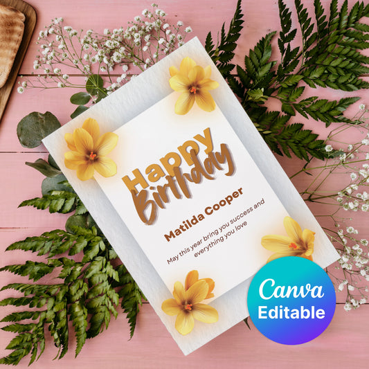 Happy Birthday Greeting Card | Editable Canva Template