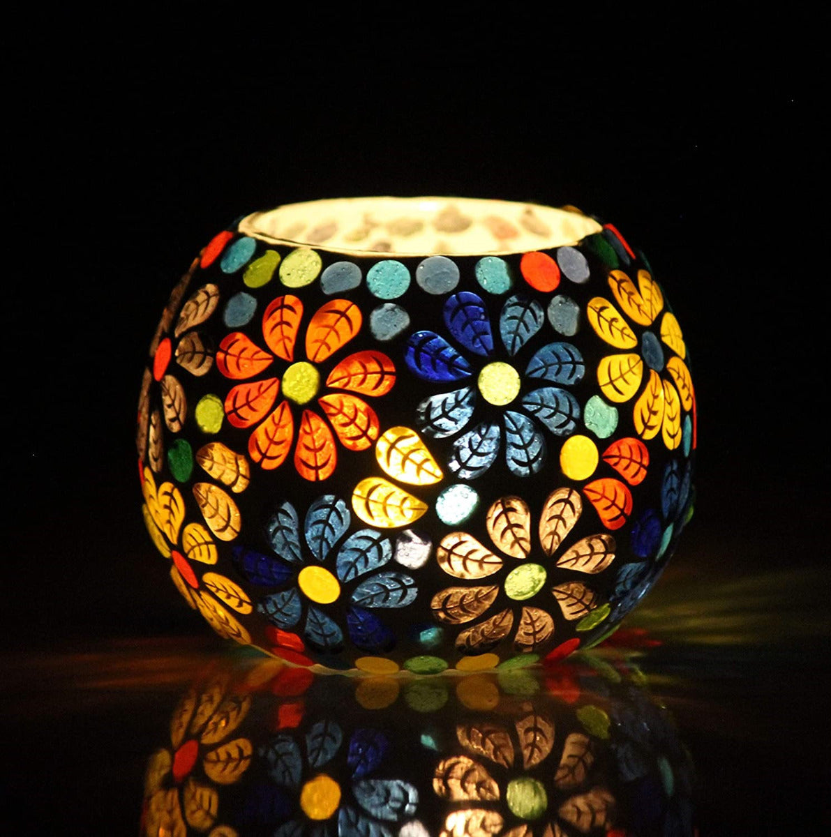 Fartila CLIMAGE44 Glass Candle Holder Flower Pack of 2