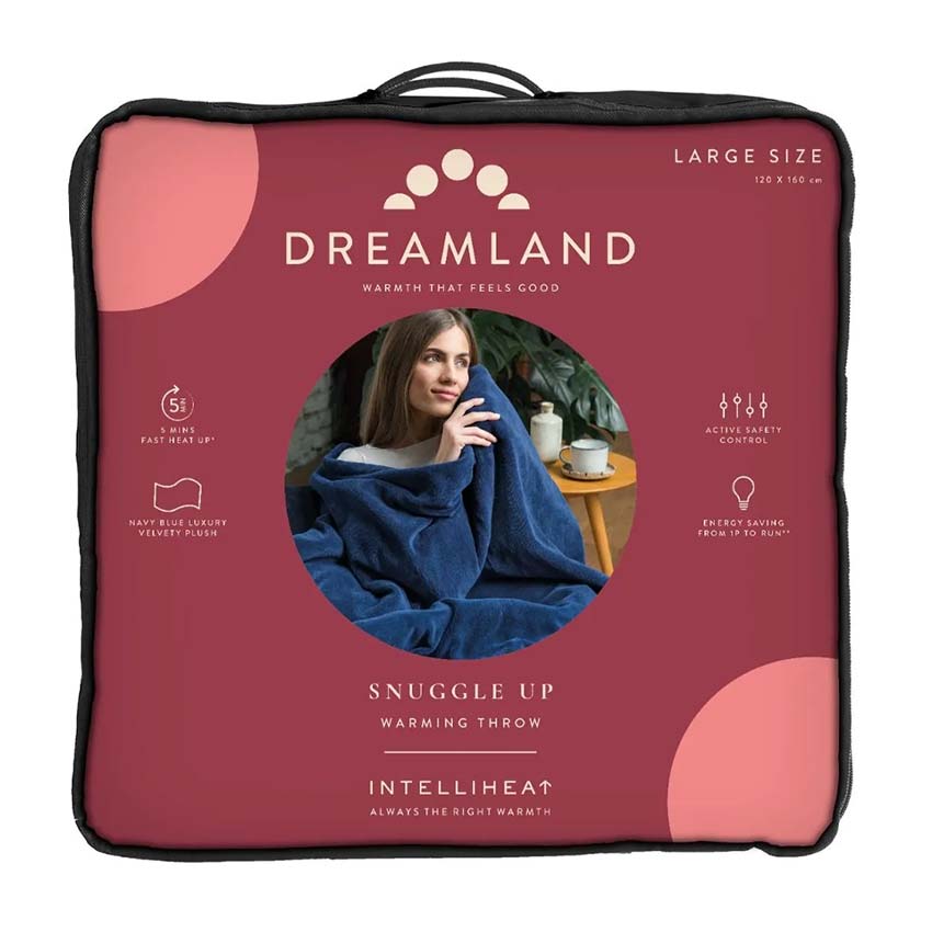 Dreamland 16821 Relaxwell Luxury Heated Throw Navy Blue