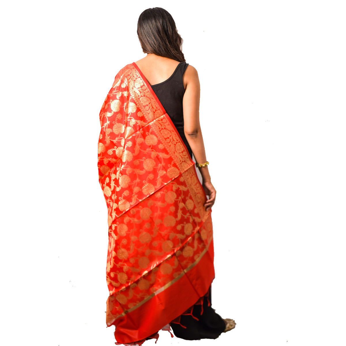 Fartila Banarasi BL0361R Red Cotton Tapeta Silk Dupatta