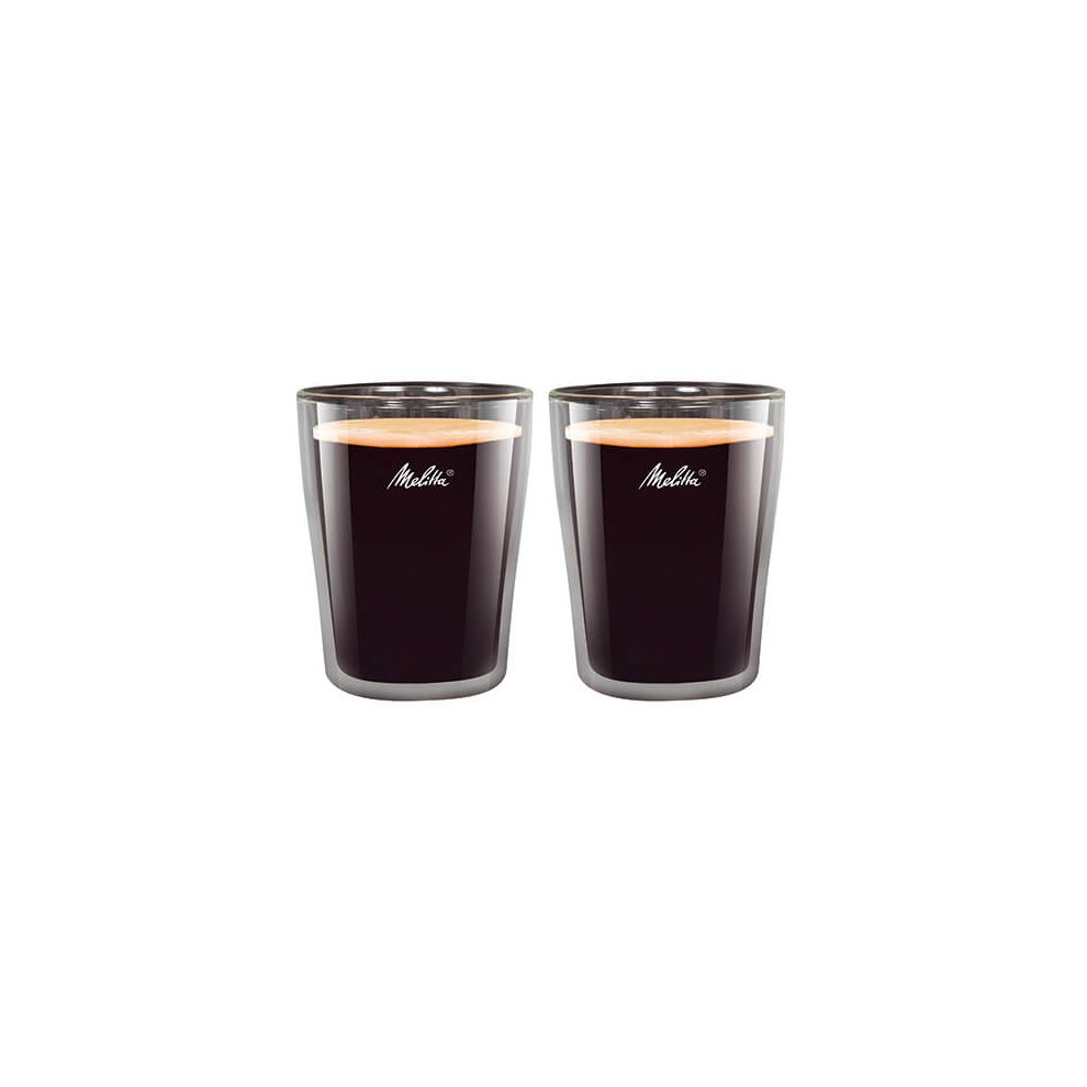 Melitta 6761117 2 Lungo Coffee Glasses 200 ml, Double-Walled Borosilicate Glass, Microwave safe