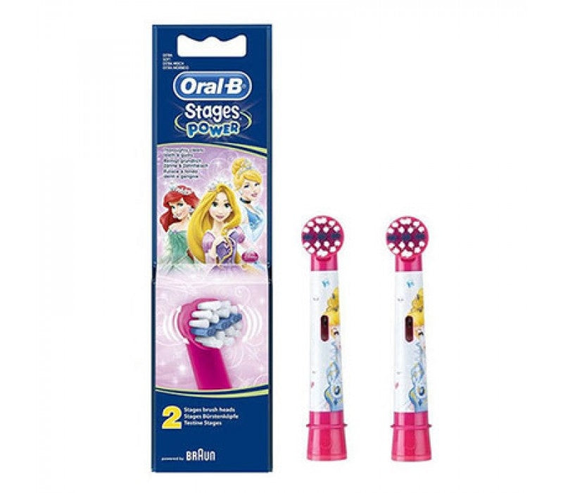 Oral B AEB10B2PRN Power Kids Stages Princess Replacement Toothbrush Heads - Pack of 2