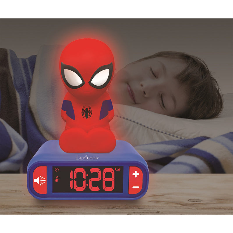 Lexibook 3D Spider-Man Childrens Clock with Night Light