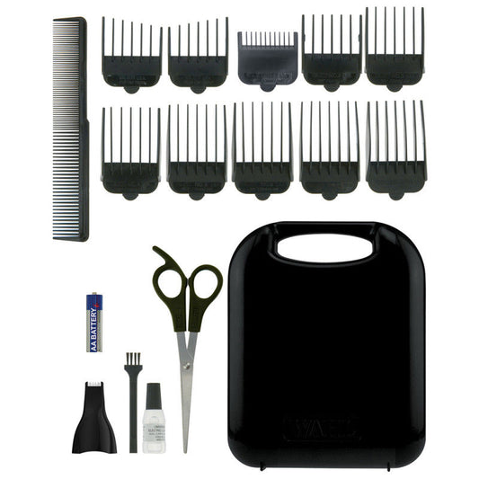 Wahl 79449-317 GroomEase Hair Clipper & Trimmer Gift Set - 18 Piece Kit Black