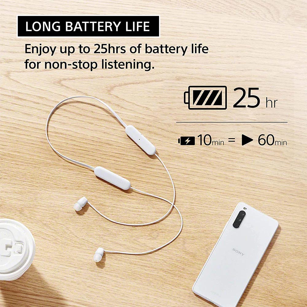 Sony WI-C100W White Wireless In-Ear Headphones