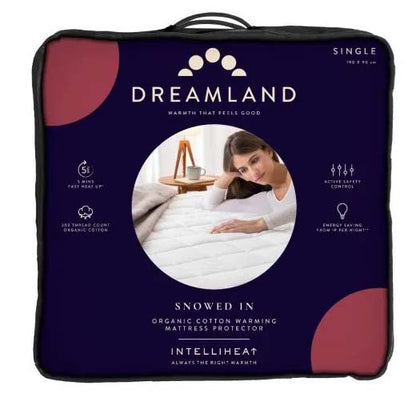 Dreamland 16886 Organic Warming Matress Protector Single White