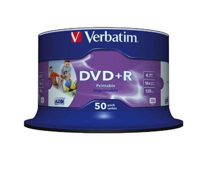 Verbatim 43512 4.7GB 16x Wide Inkjet Printable DVD+R - 50 Pack Spindle