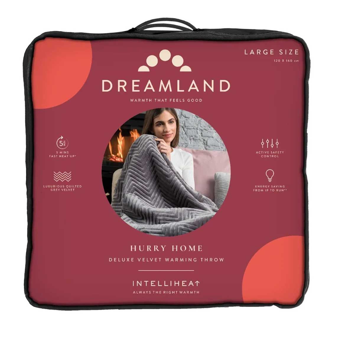 Dreamland 16822B Deluxe Warming Throw Slate Grey