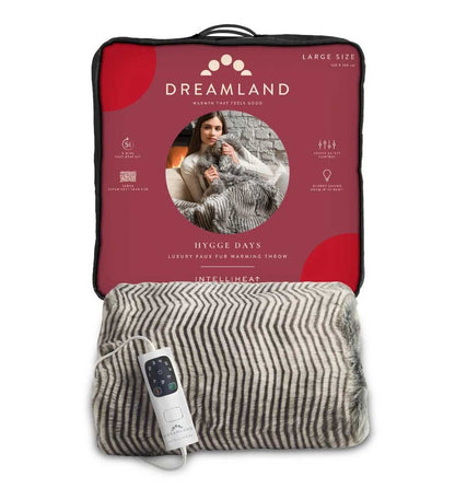 Dreamland 16711 Intelliheat Faux Fur Heated Throw Zebra Print