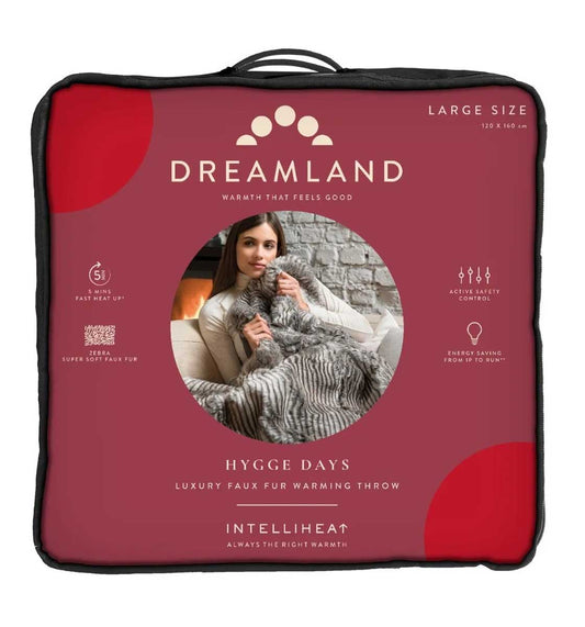 Dreamland 16711 Intelliheat Faux Fur Heated Throw Zebra Print