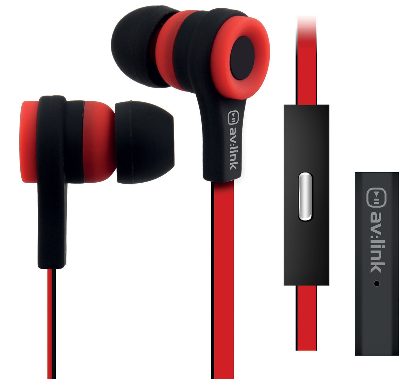 Avlink Rubber Earphones w/Mic Red & Black