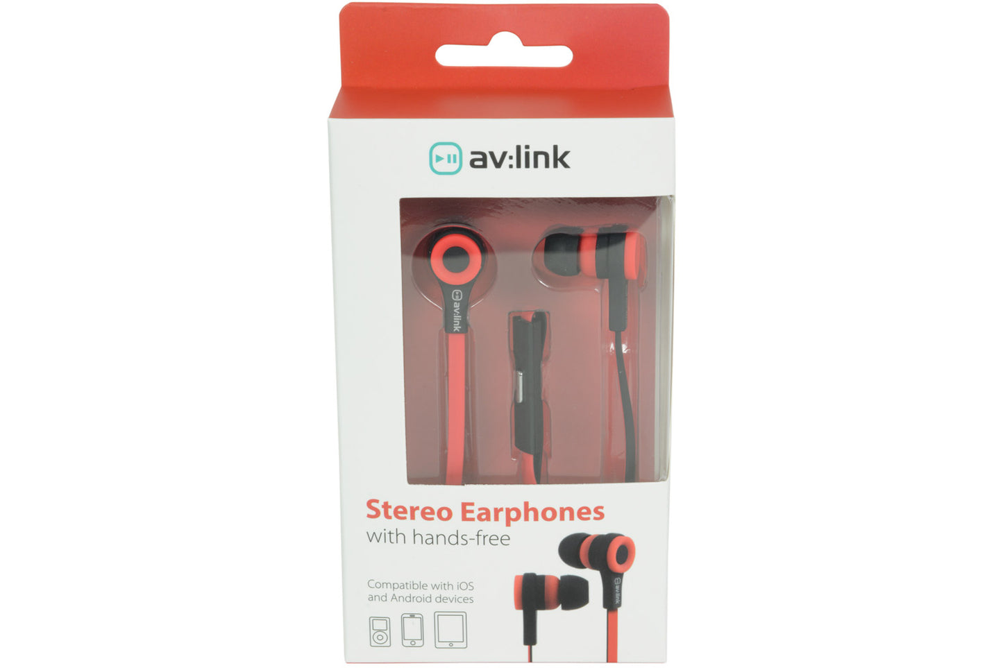 Avlink Rubber Earphones w/Mic Red & Black