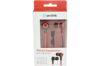 Avlink Rubber Earphones w/Mic Red & Black