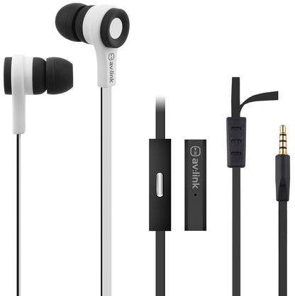 Avlink Rubber Earphones w/Mic Black & White