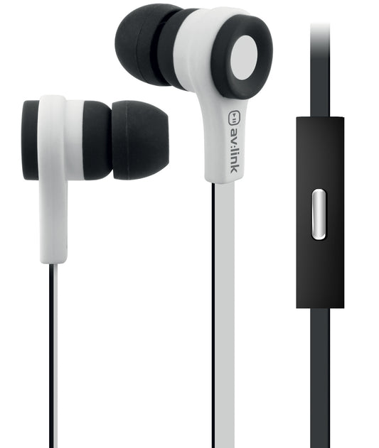 Avlink Rubber Earphones w/Mic Black & White
