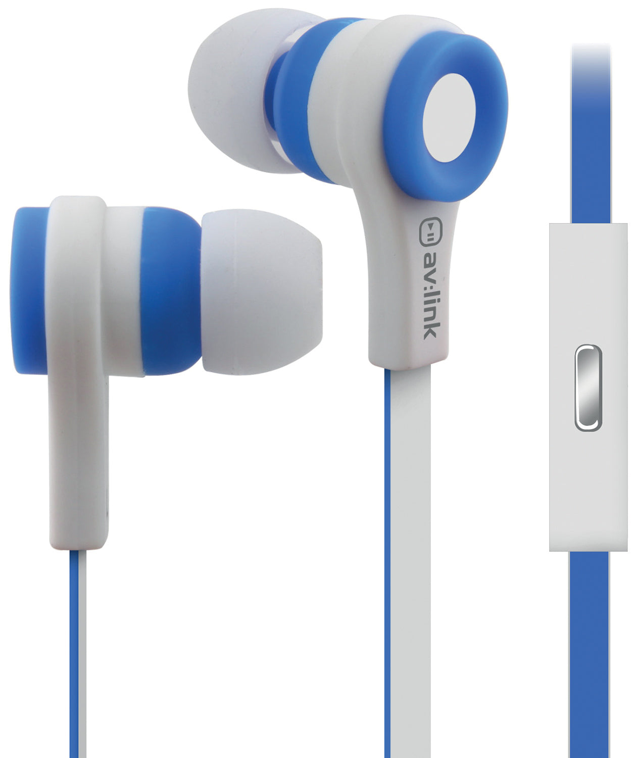 Avlink Rubber Earphones w/Mic Blue & White