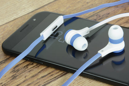 Avlink Rubber Earphones w/Mic Blue & White