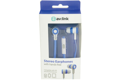 Avlink Rubber Earphones w/Mic Blue & White
