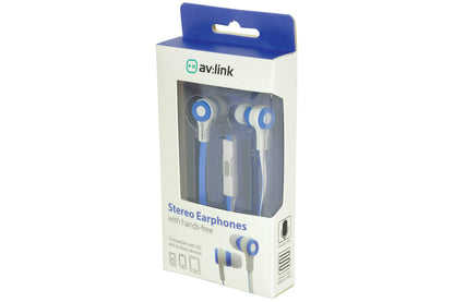 Avlink Rubber Earphones w/Mic Blue & White