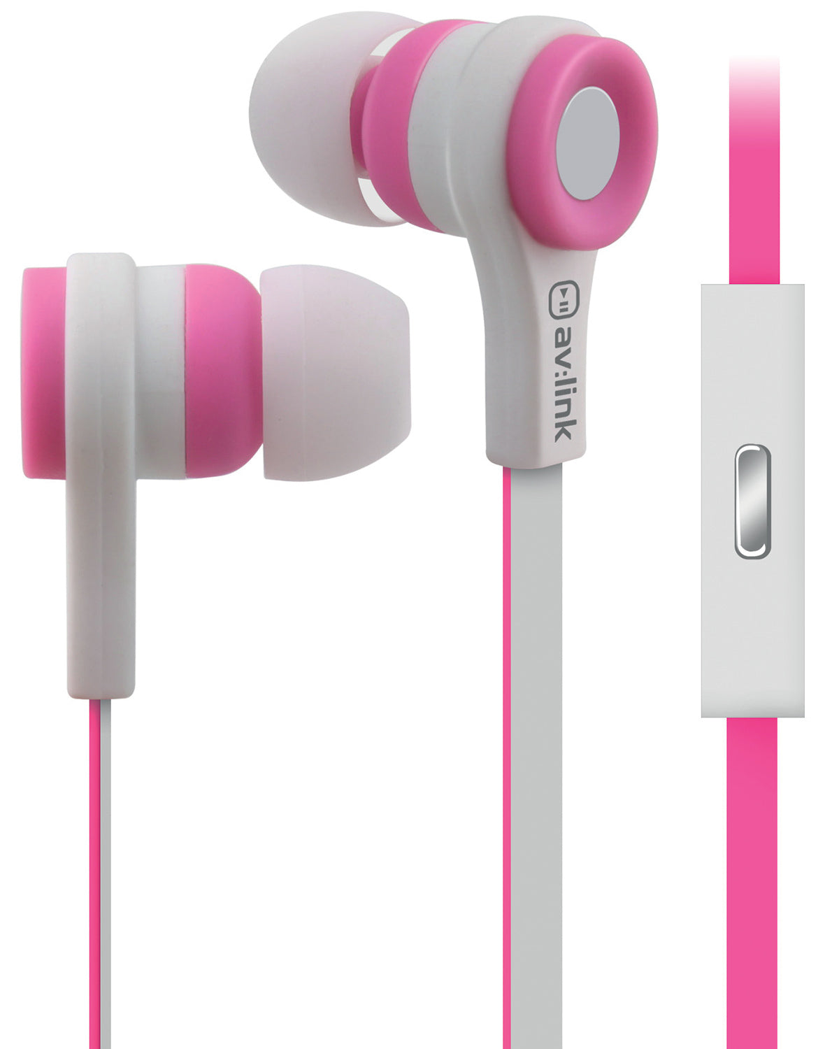Avlink Rubber Earphones w/Mic Pink & White
