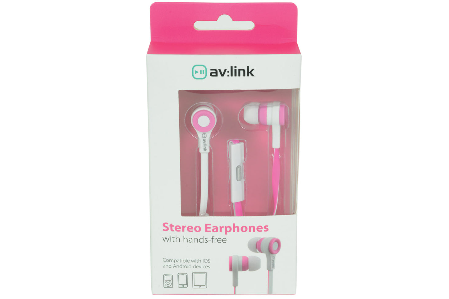 Avlink Rubber Earphones w/Mic Pink & White