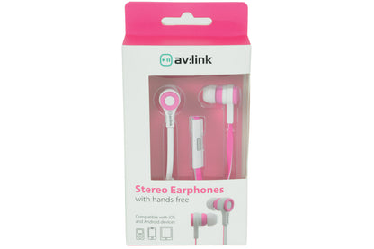 Avlink Rubber Earphones w/Mic Pink & White