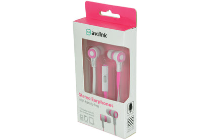 Avlink Rubber Earphones w/Mic Pink & White