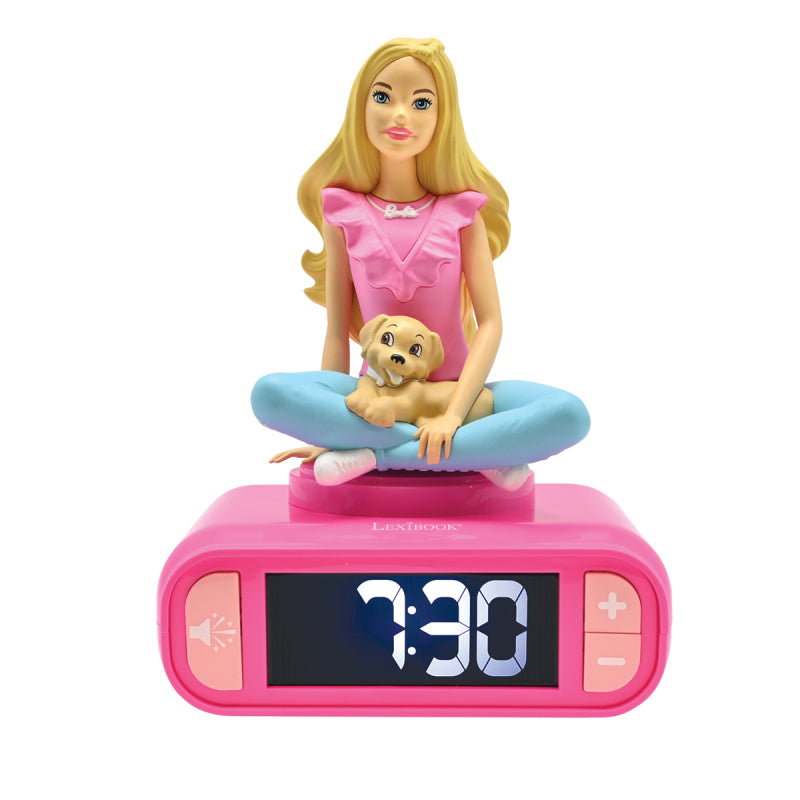 Lexibook 3D Barbie Children’s Clock with Night Light – Kids Bedroom Alarm Clock, Barbie