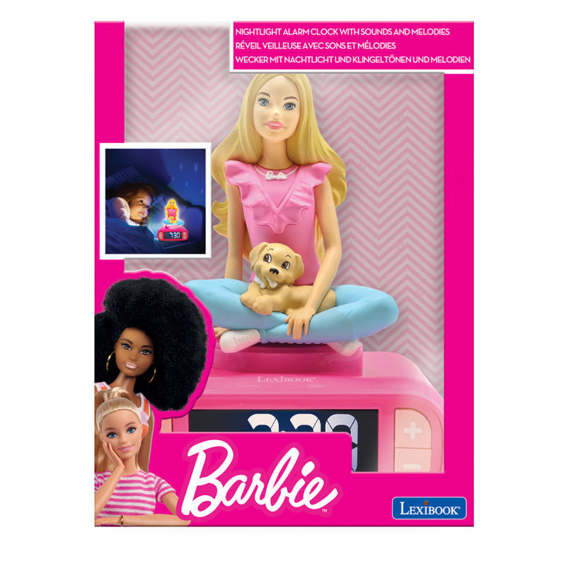 Lexibook 3D Barbie Children’s Clock with Night Light – Kids Bedroom Alarm Clock, Barbie