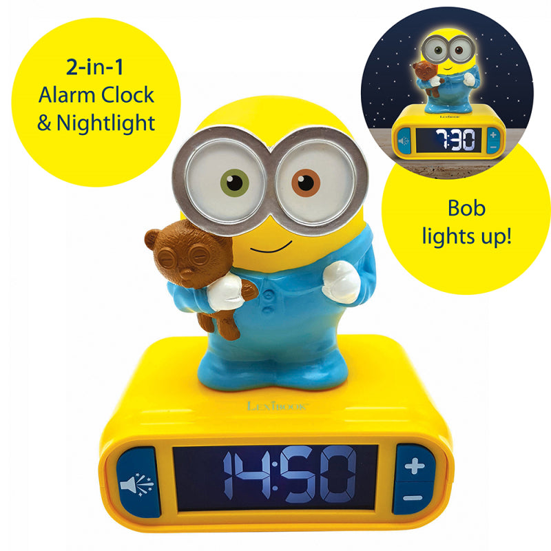 Lexibook 3D Despicable Me Minions Childrens Clock with Night Light
