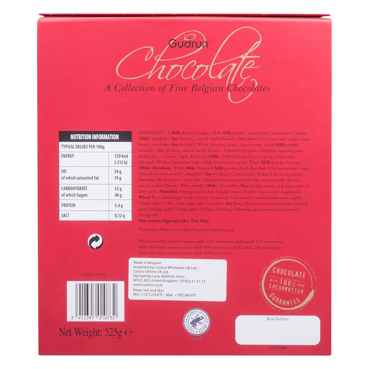 Gudrun Belgium Chocolate VC02001 Red 525G